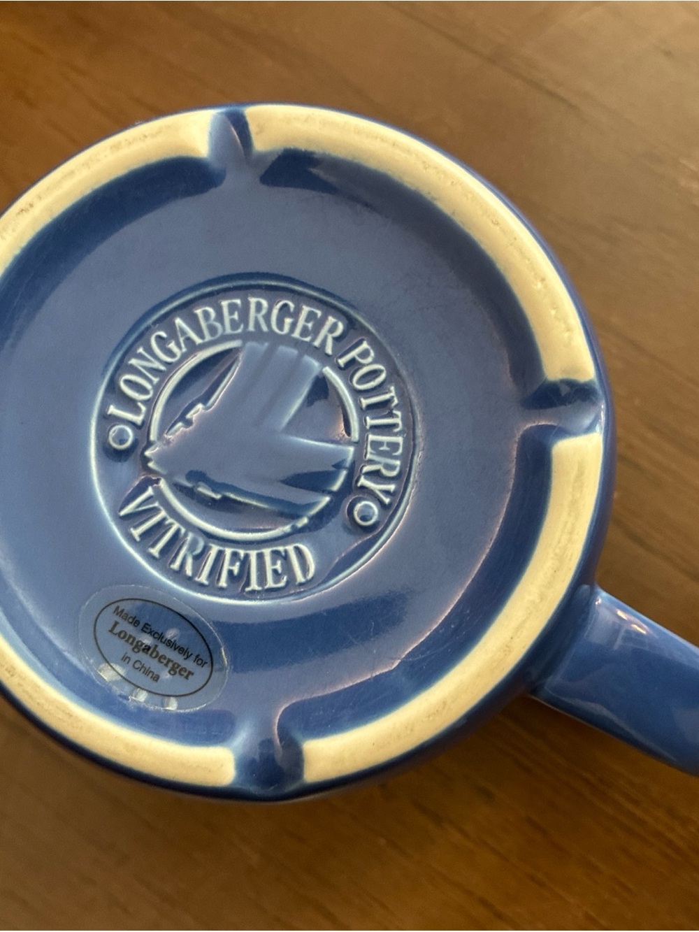 Longaberger Pottery Woven Traditions 16 oz Soup Coffee Mug Cornflower Blue - Picture 2 of 9